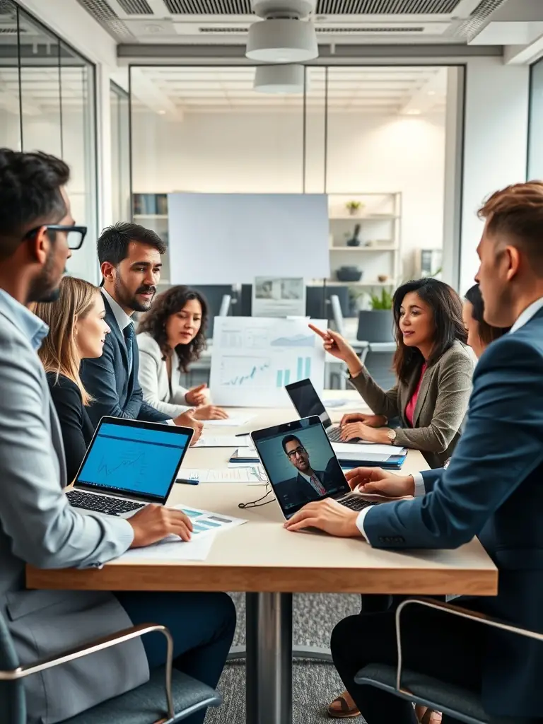 A diverse group of entrepreneurs collaborating on financial strategies, representing Tax Blocker's commitment to helping various business owners optimize their taxes.