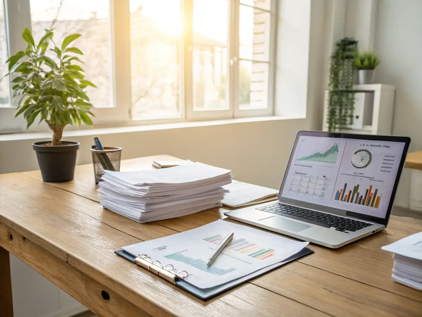 A professional consultant reviewing financial documents with a client in a modern office setting, emphasizing personalized tax advice.